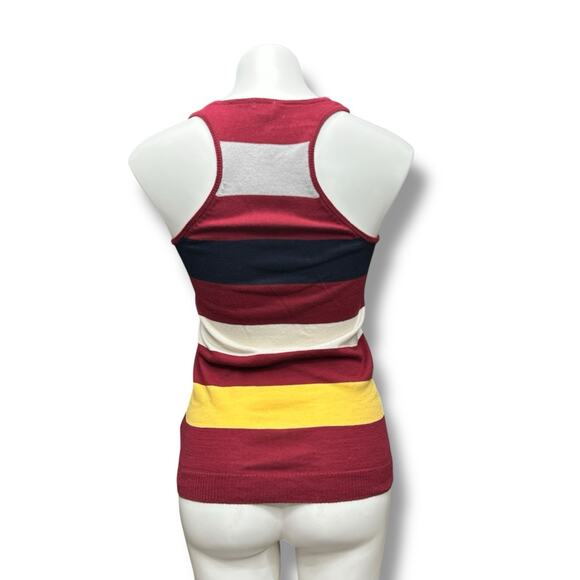 Heritage 1981 Tank Top Striped Scoop Neck Racerback Cotton Multi Sz L Preppy Y2K - Picture 7 of 8